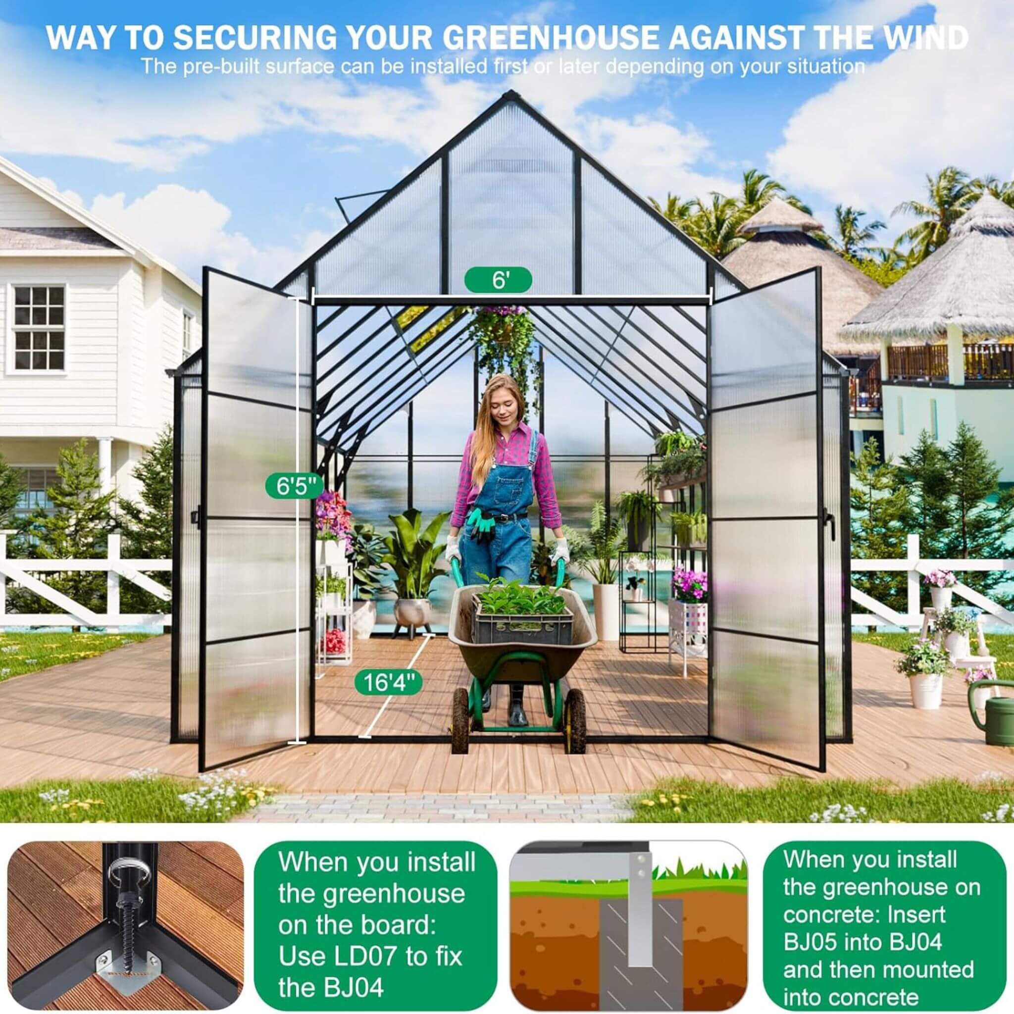 [10X20FT] Extra-Large Heavy-Duty Outdoor Backyard Greenhouse With Adjustable Roof Vents, 4MM