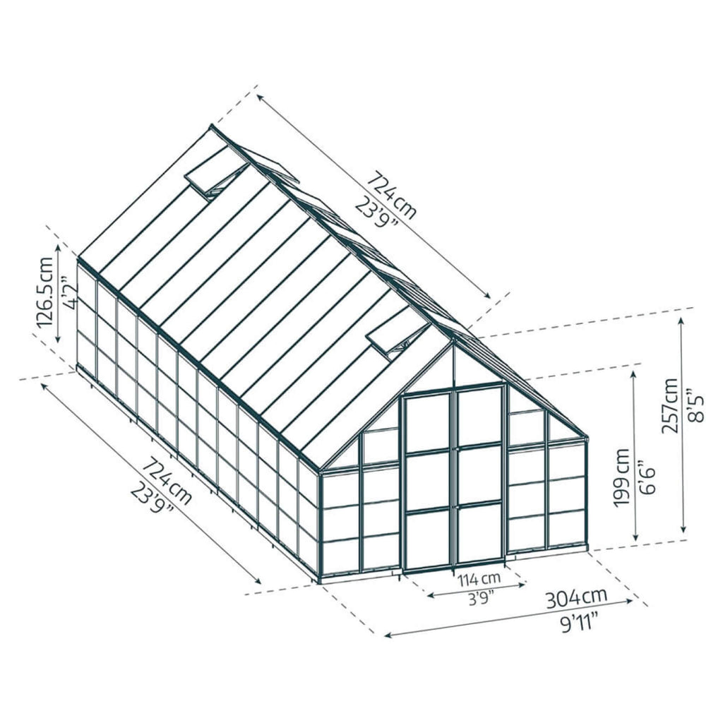 [10X24FT] Premium Heavy-Duty Polycarbonate Walk-In Greenhouse W/ Aluminum Frame & Built-In Gutter System