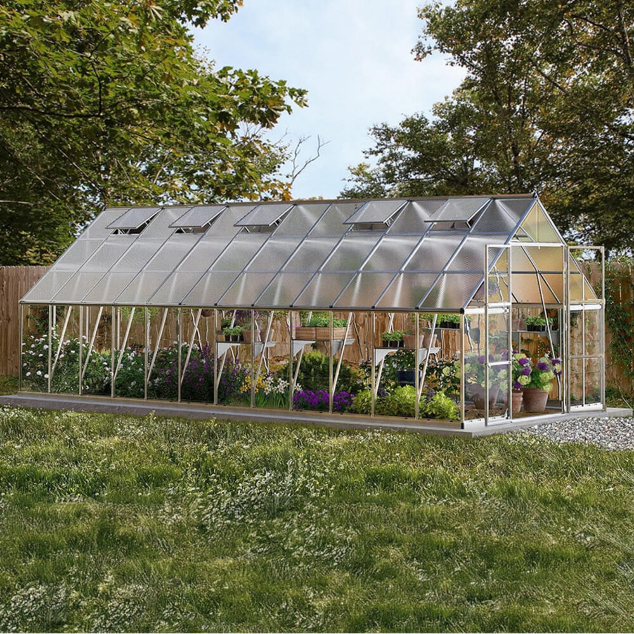 [10X24FT] Premium Heavy-Duty Polycarbonate Walk-In Greenhouse W/ Aluminum Frame & Built-In Gutter System
