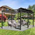 [11X16FT] Outdoor Retractable Backyard Aluminum Metal Pergola Gazebo with Roof