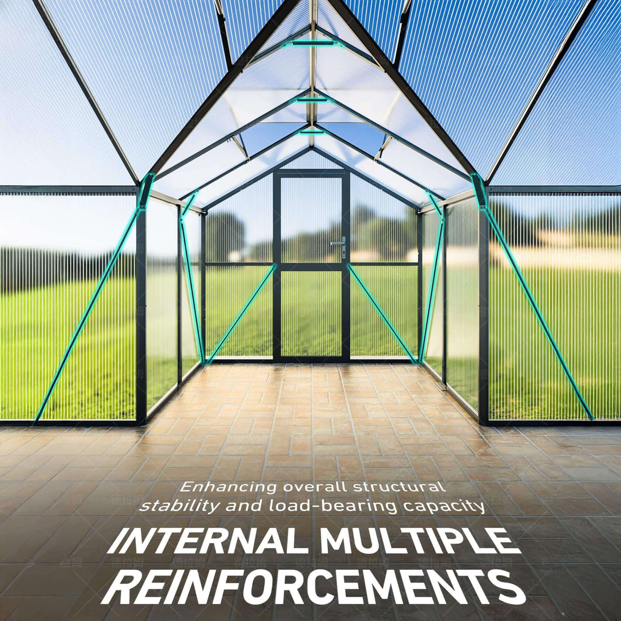 [12X12FT] Premium T-Shape Polycarbonate Greenhouse with UV Protection and Aluminum Frame