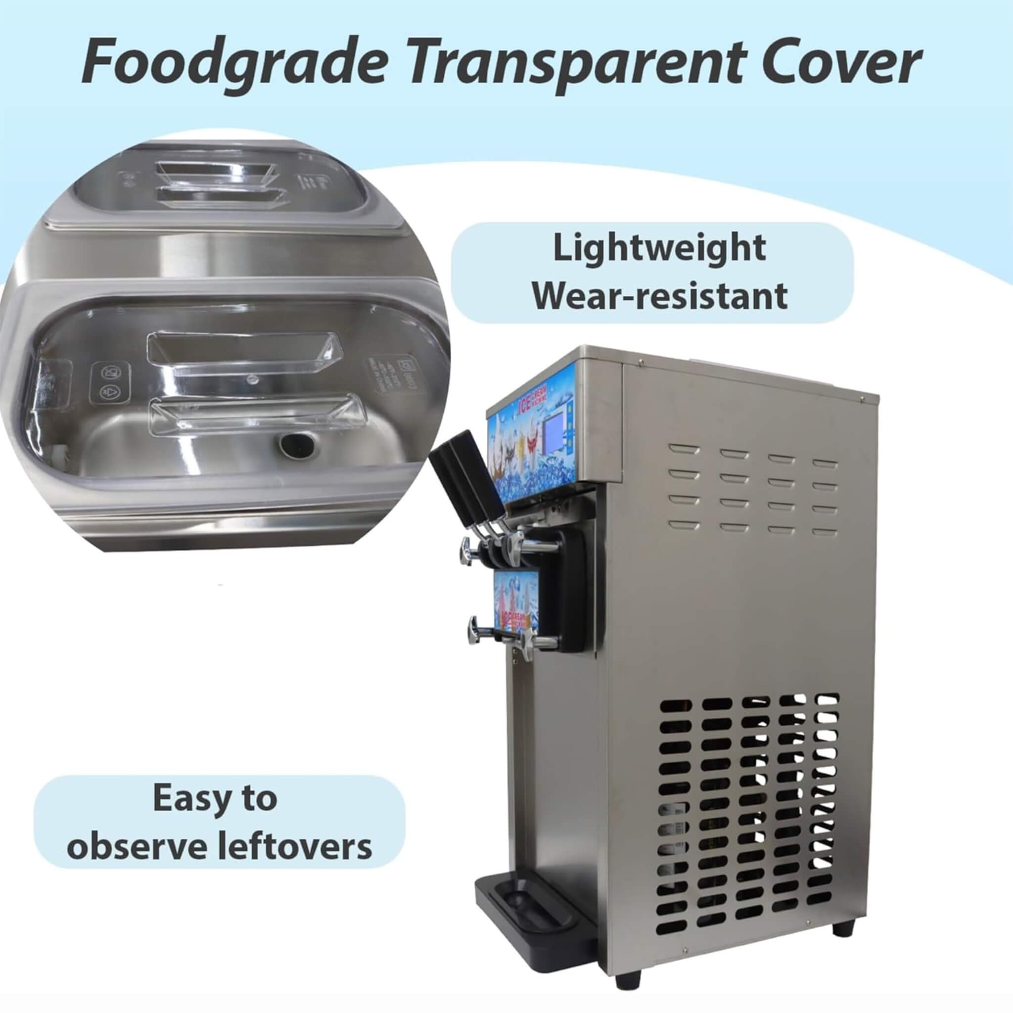 3-Flavor 9L Commercial 1200W Countertop Soft Serve Machine