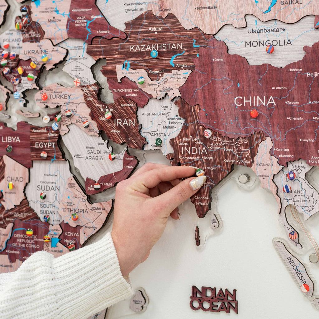 3D Luminous LED Colored World Map