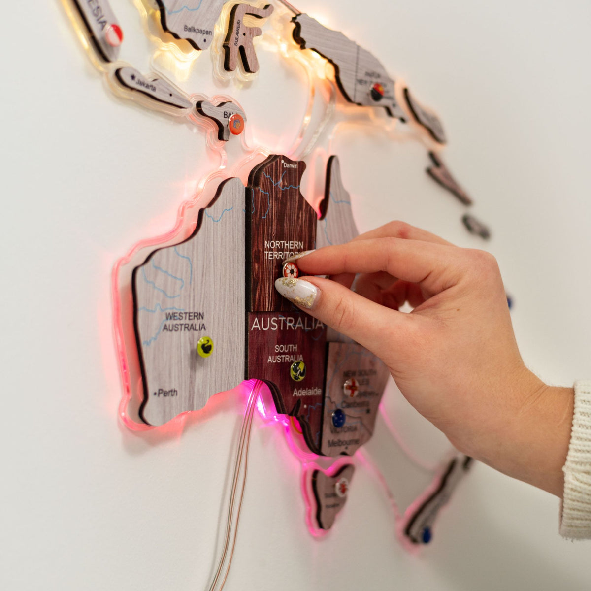 3D Luminous LED Colored World Map