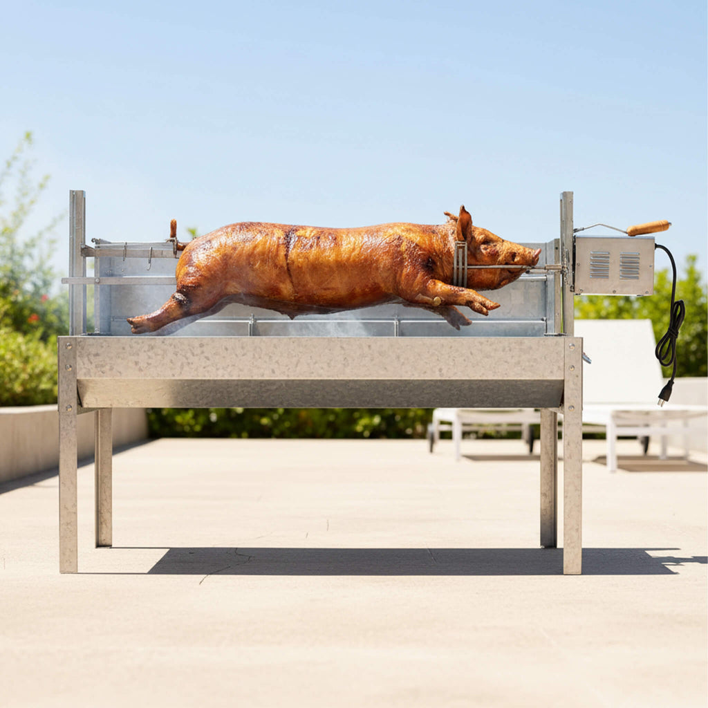52-Inch Stainless Steel Charcoal Rotisserie Spit Roaster With Wind Shield
