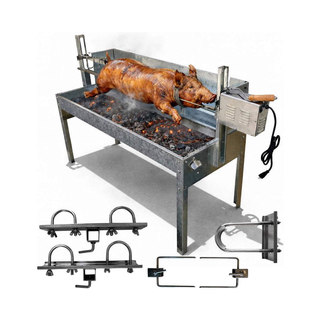 52-Inch Stainless Steel Charcoal Rotisserie Spit Roaster With Wind Shield