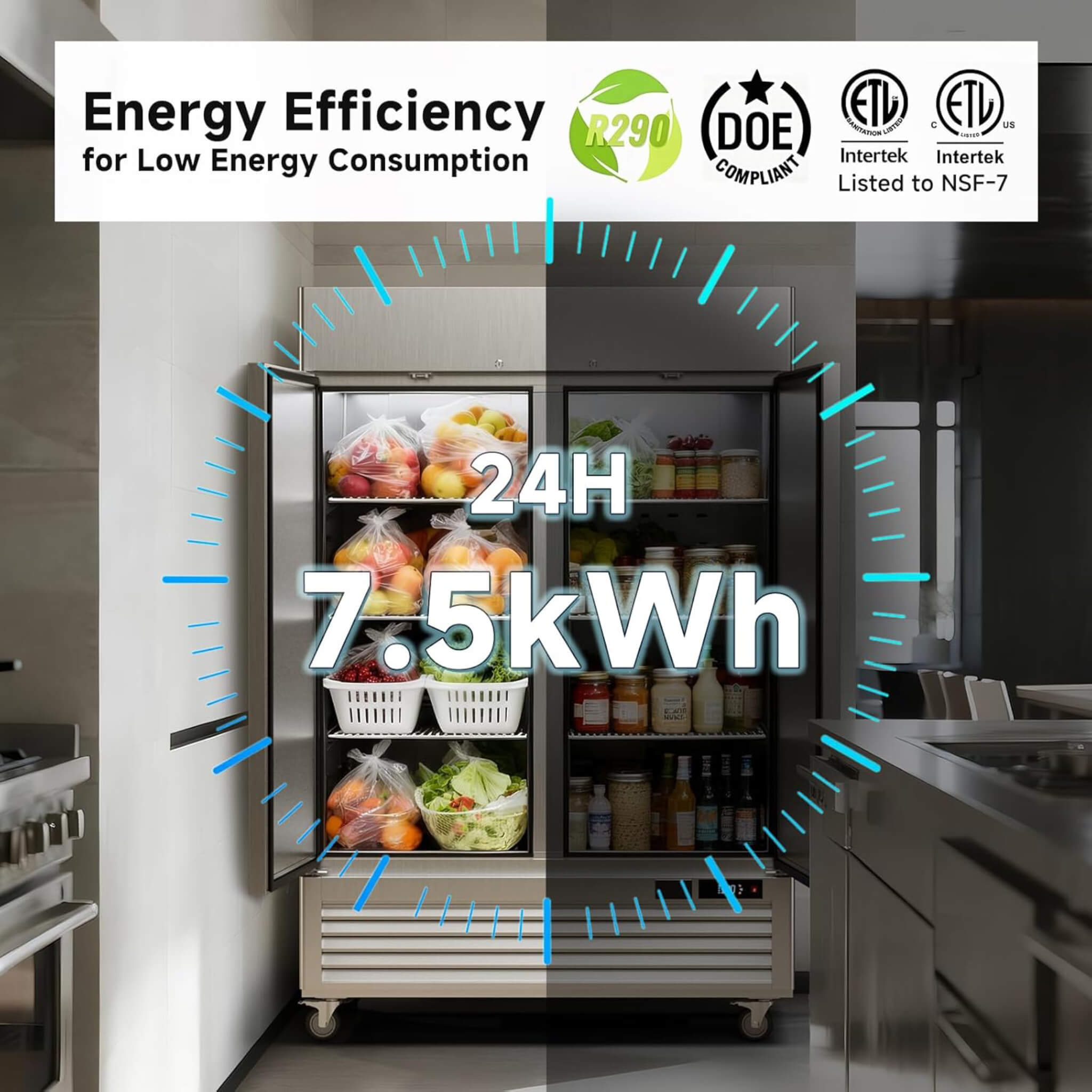 54-Inch Commercial 49 Cu. Ft. 2-Door Wi-Fi Refrigerator with Smart App Control