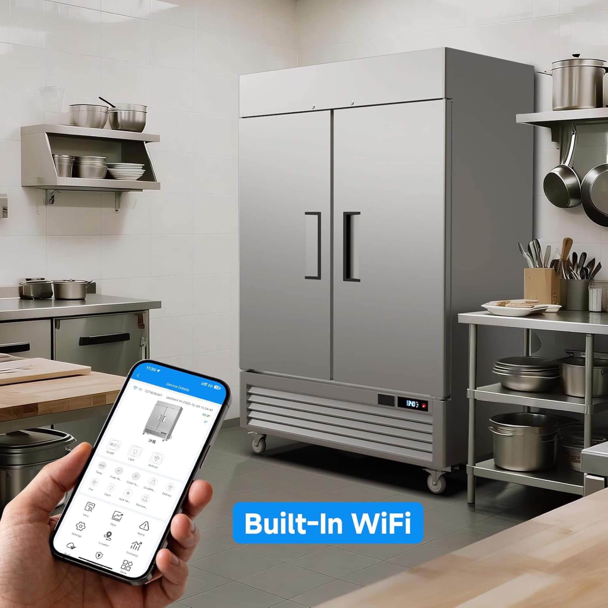 54-Inch Commercial 49 Cu. Ft. 2-Door Wi-Fi Refrigerator with Smart App Control