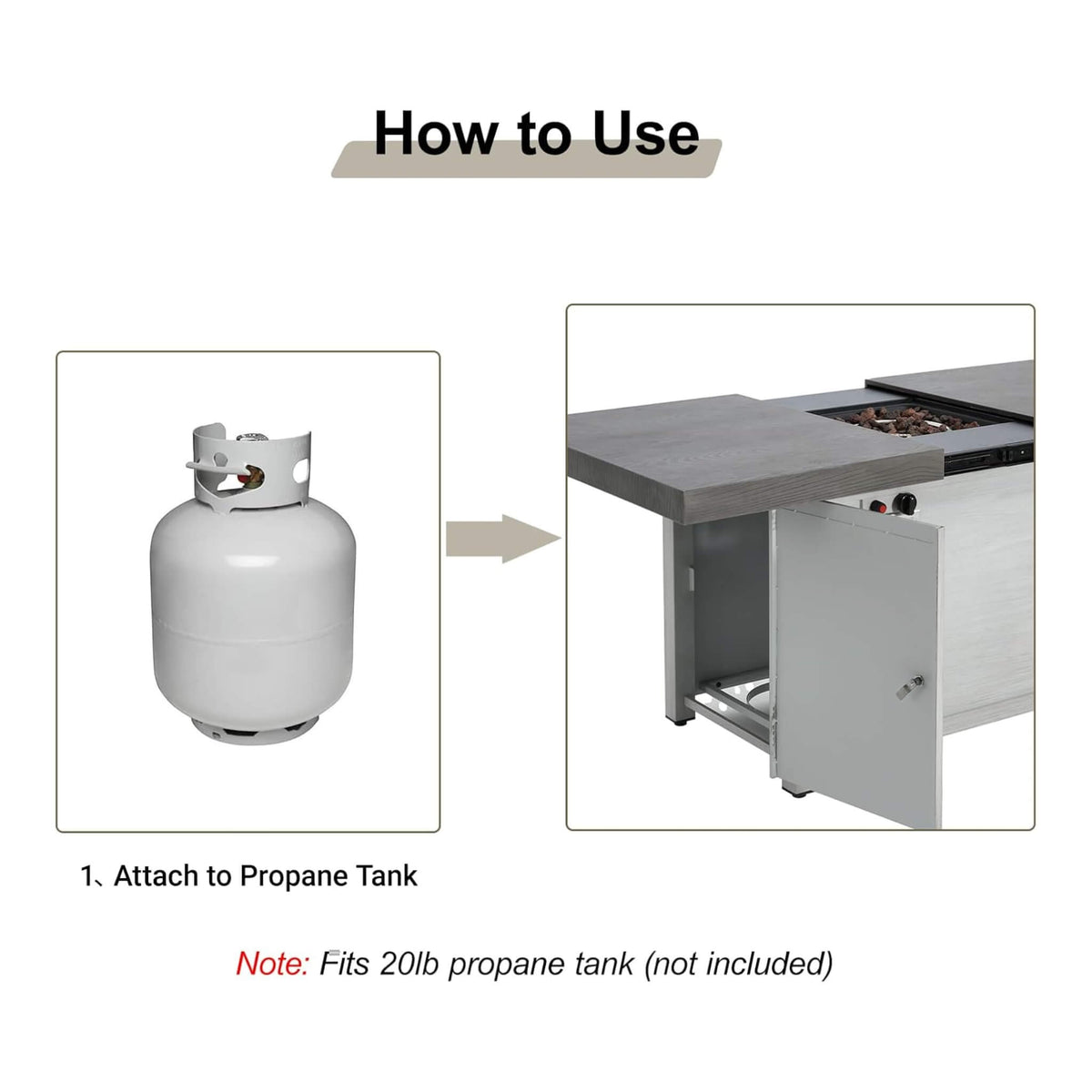 59-Inch 50K BTU Propane Fire Pit Table With Extendable Top