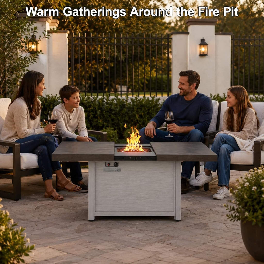 59-Inch 50K BTU Propane Fire Pit Table With Extendable Top