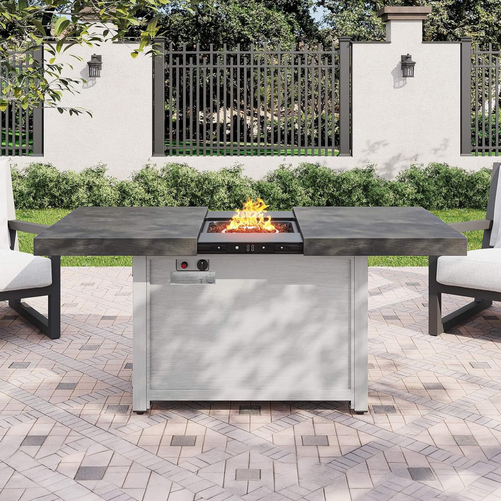 59-Inch 50K BTU Propane Fire Pit Table With Extendable Top