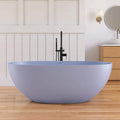 Freestanding Modern Oval Stone Resin Soaking Tub With Overflow Drain 61x29.5 in