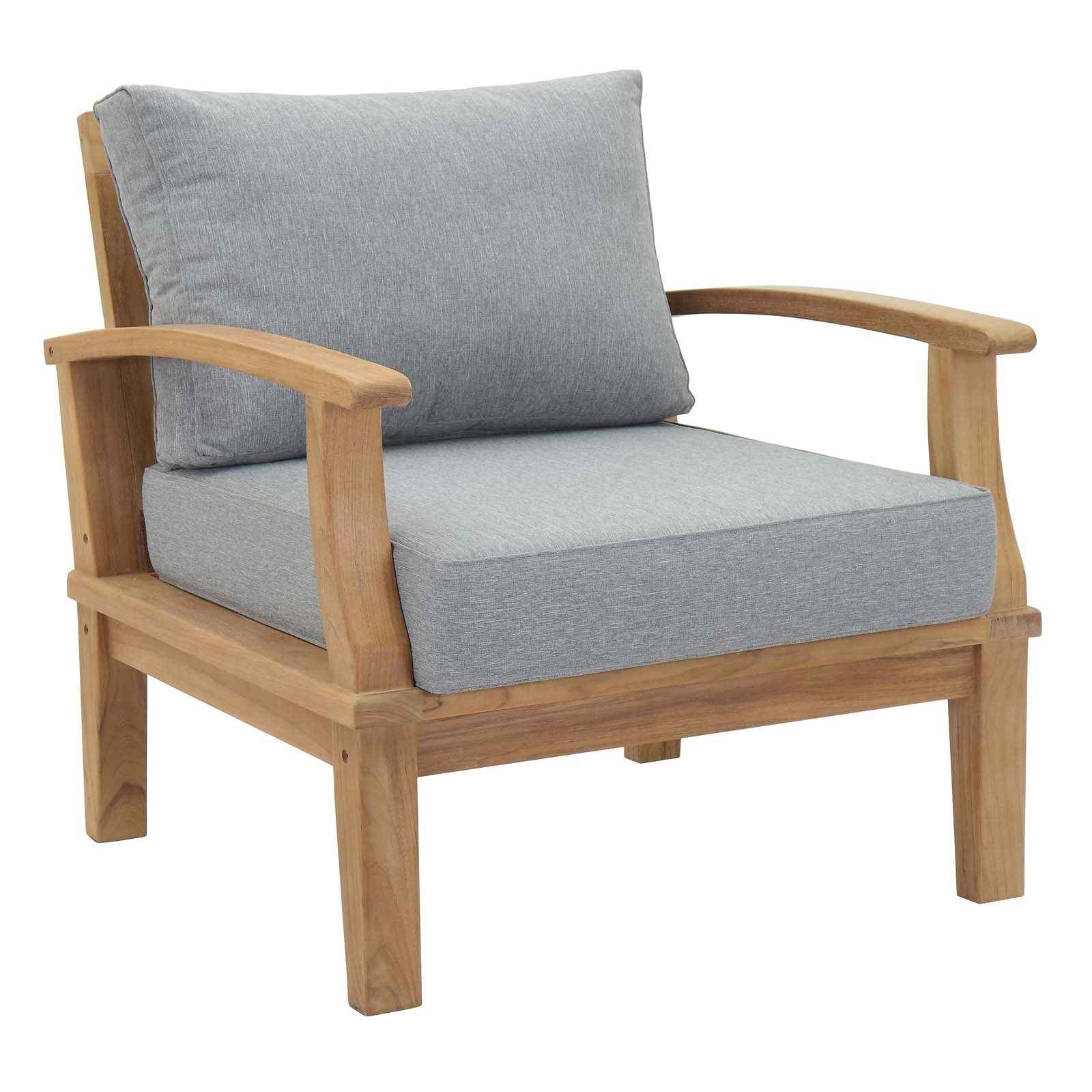 Marina 10-Piece Teak Patio Furniture Set with Grey Cushions