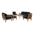 Marina 10-Piece Outdoor Patio Set with Navy Cushions