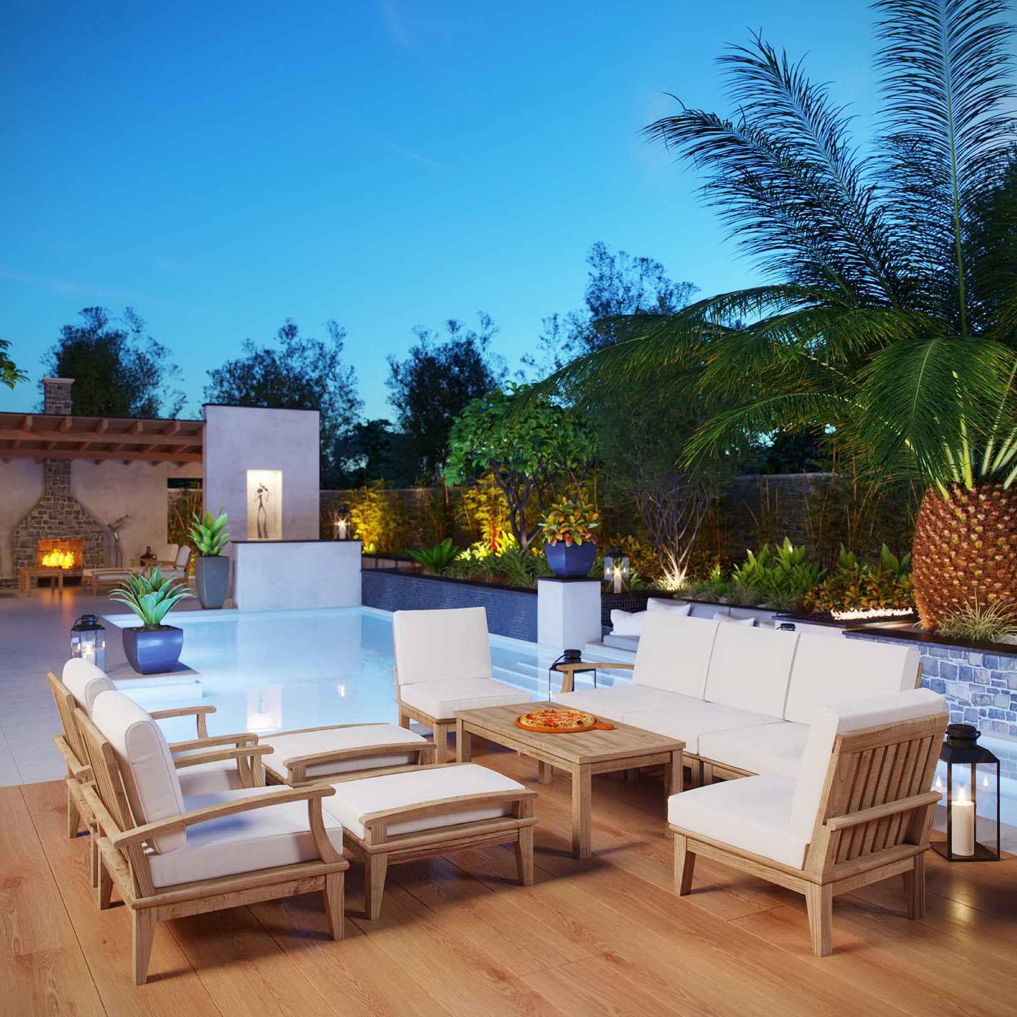 Marina Teak 10-Piece Outdoor Seating Set