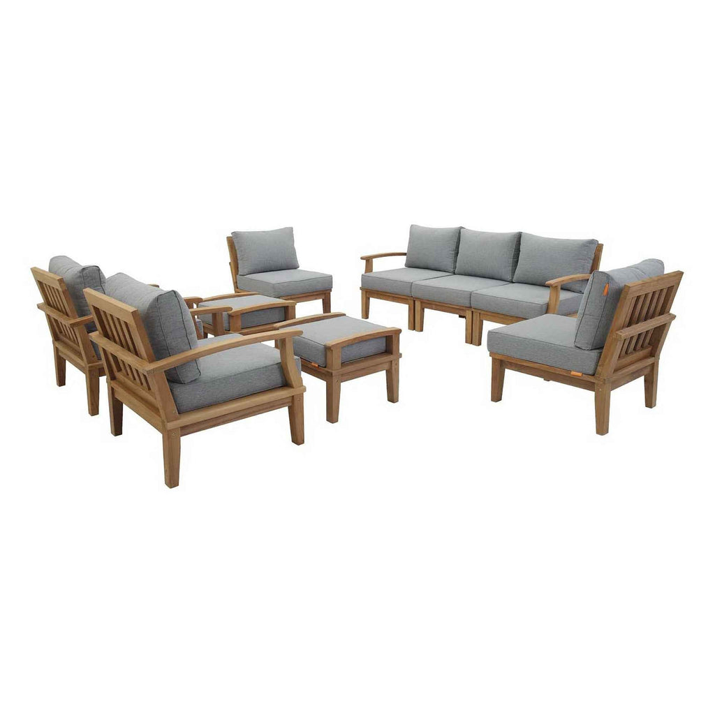 Marina 9-Piece Outdoor Teak Lounge Set - by Modway