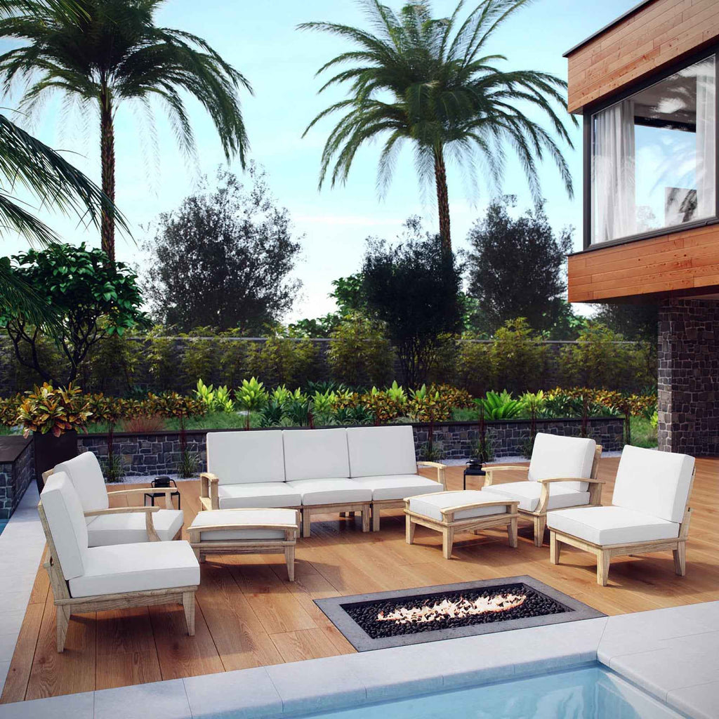Marina 9-Piece Outdoor Teak Lounge Set - by Modway