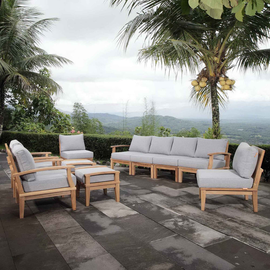 Marina 10-Piece Teak Outdoor Patio Set - Grey Finish