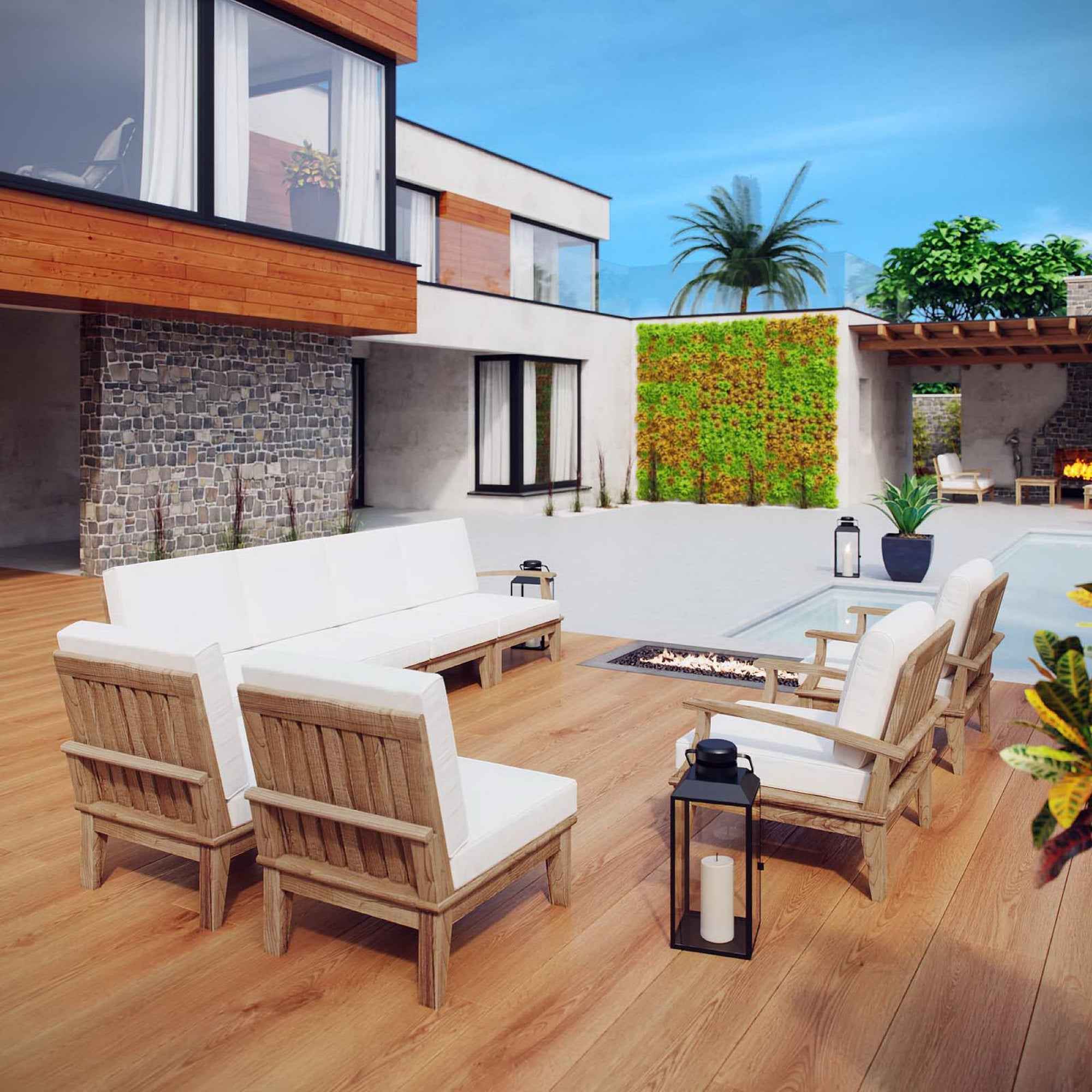 Marina 8-Piece Outdoor Teak Sectional Set