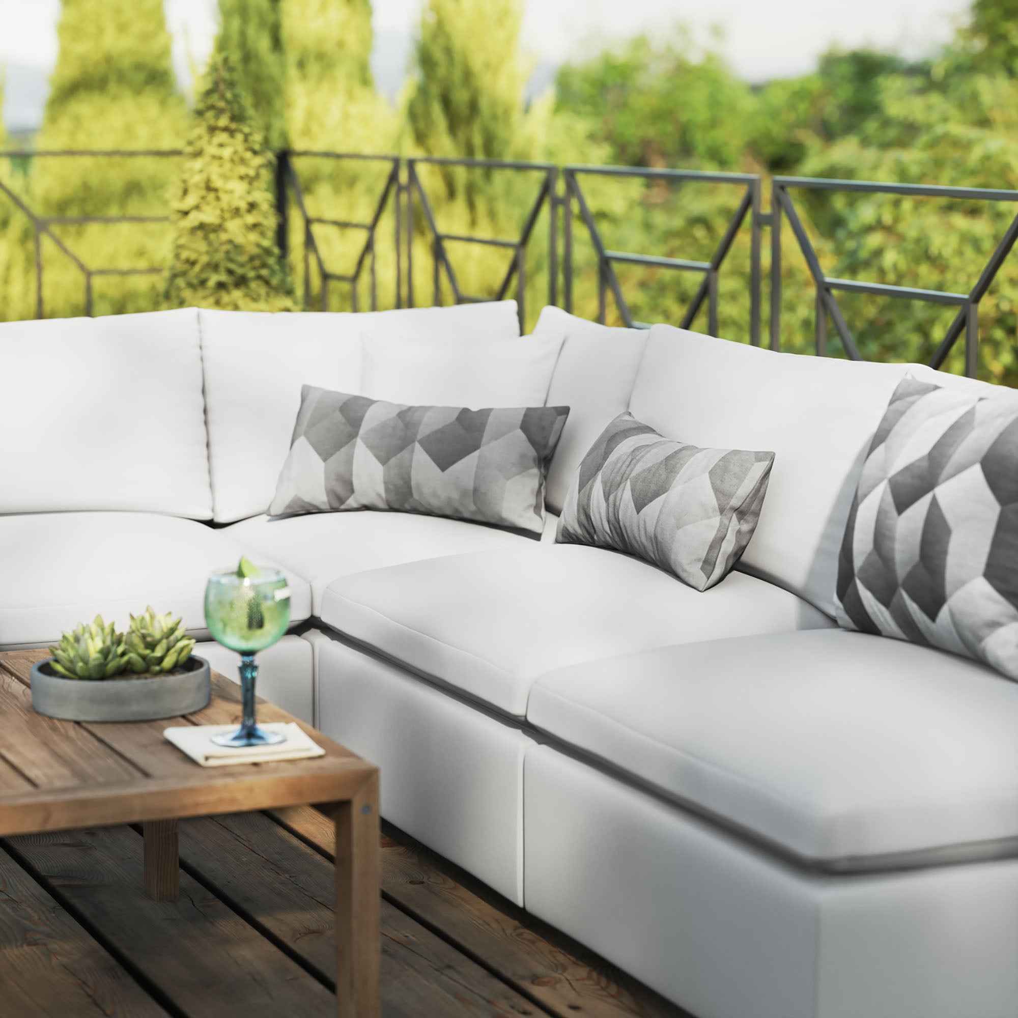 Outdoor Sectional Sofa Set by Modway – Stylish 5-Piece Furniture for Patios