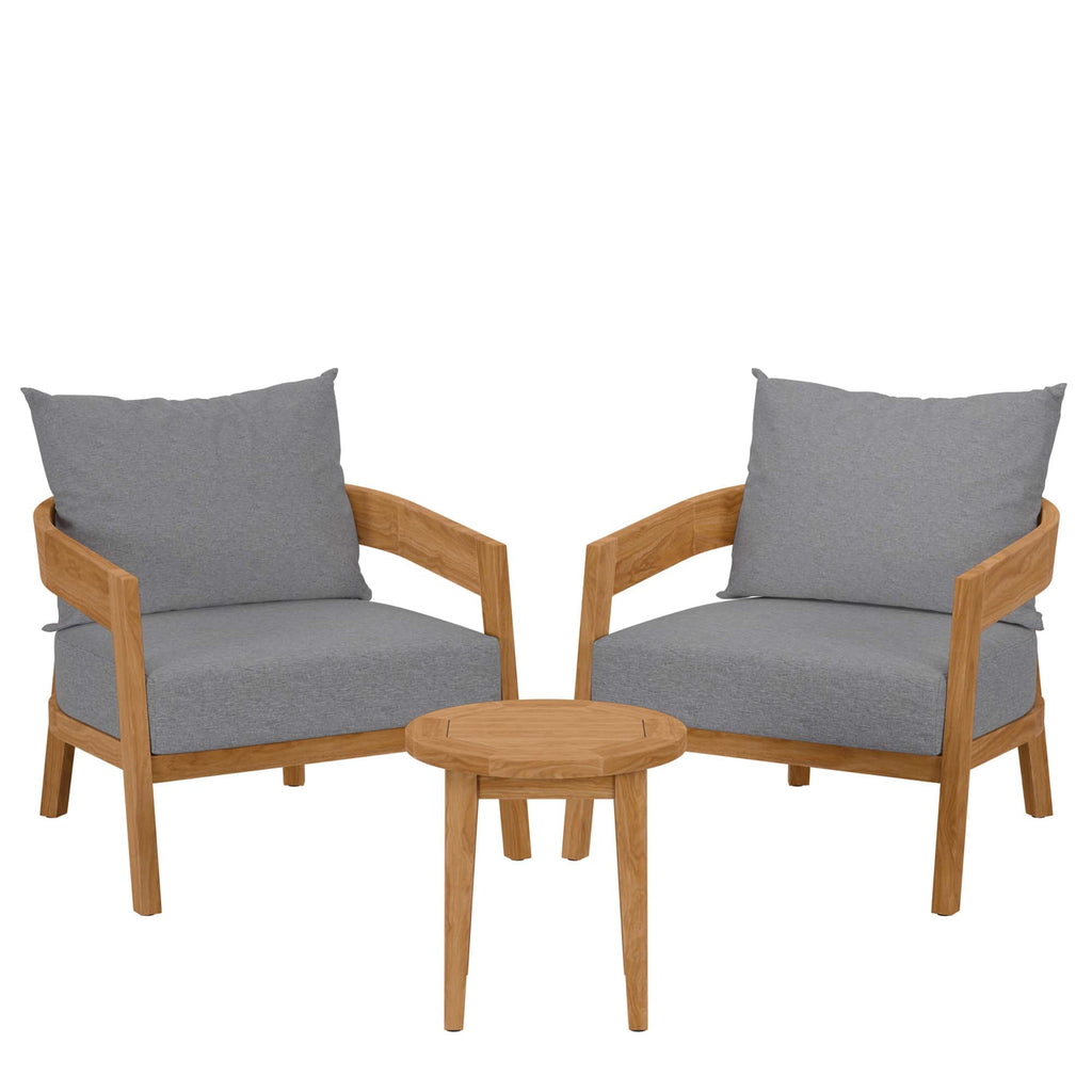 Brisbane 3-Piece Outdoor Patio Set - Grey Teak Furniture for Stylish Patios