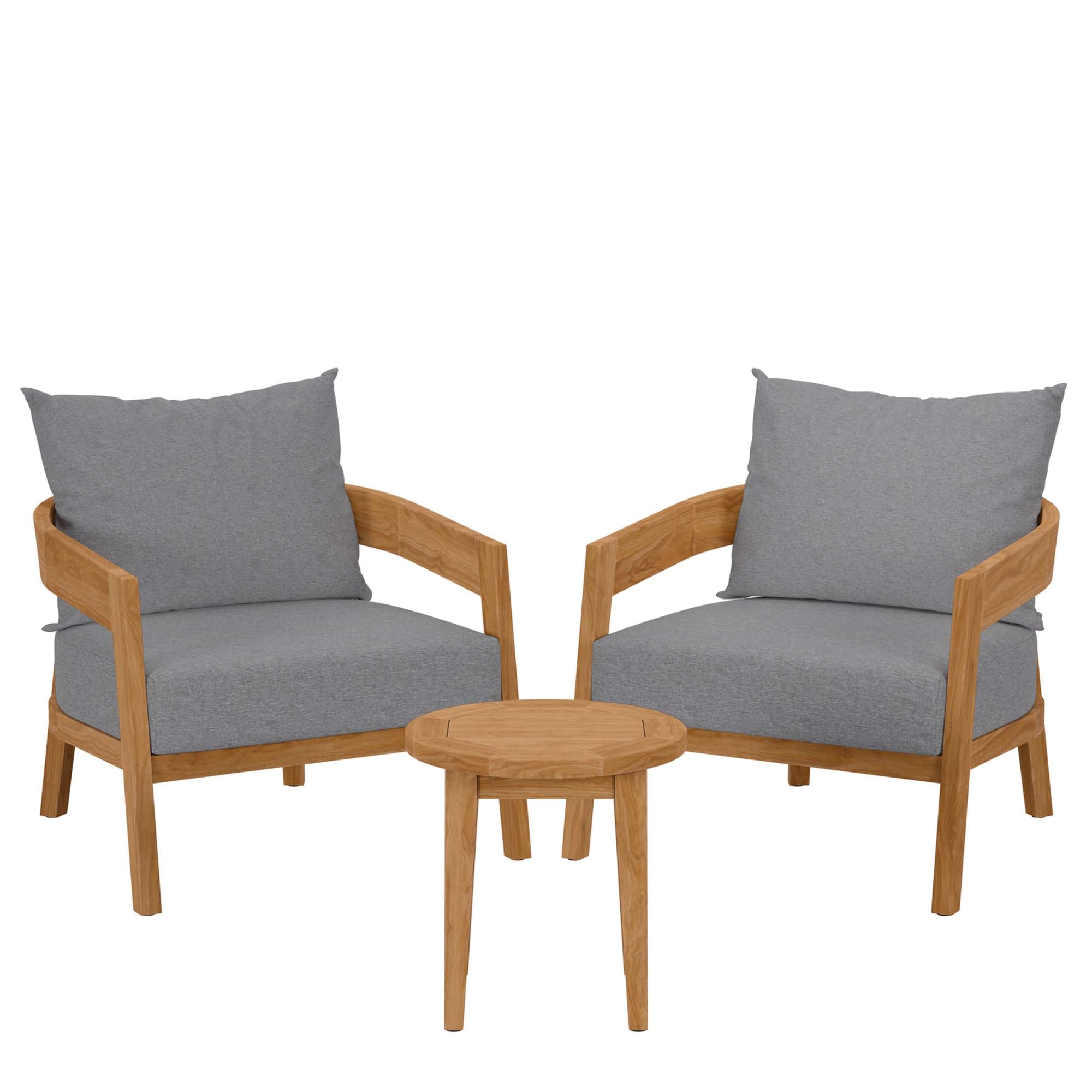 Brisbane 3-Piece Outdoor Patio Set - Grey Teak Furniture for Stylish Patios