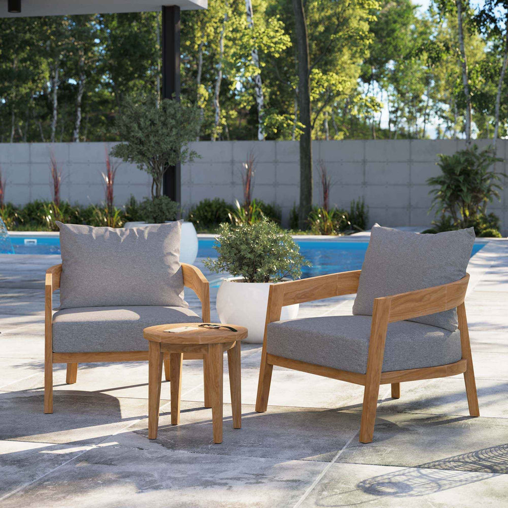 Brisbane 3-Piece Outdoor Patio Set - Grey Teak Furniture for Stylish Patios