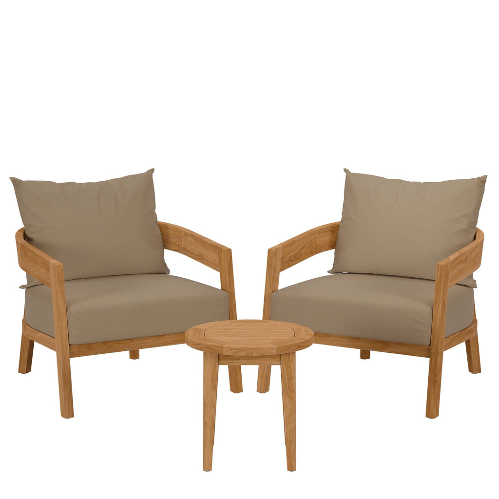 Brisbane Teak Outdoor 3-Piece Patio Set - Stylish Design