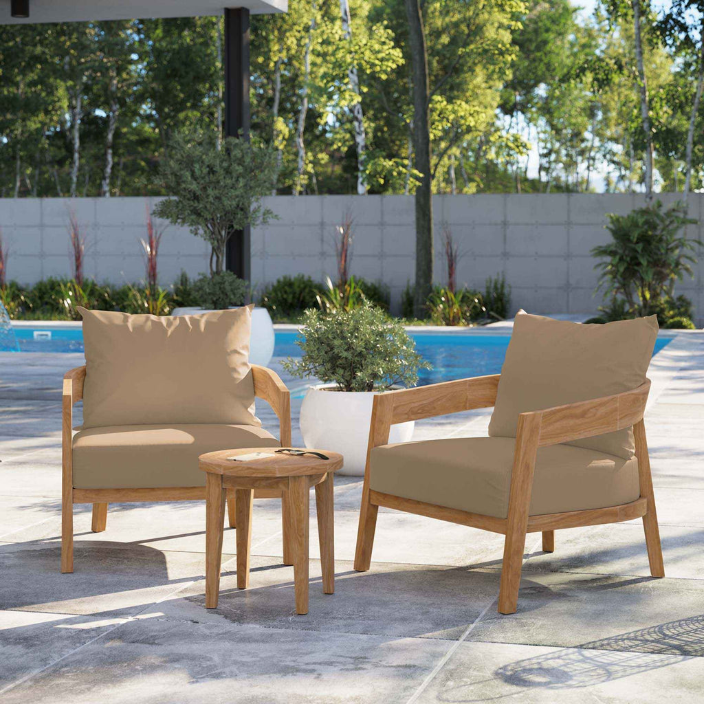 Brisbane Teak Outdoor 3-Piece Patio Set - Stylish Design