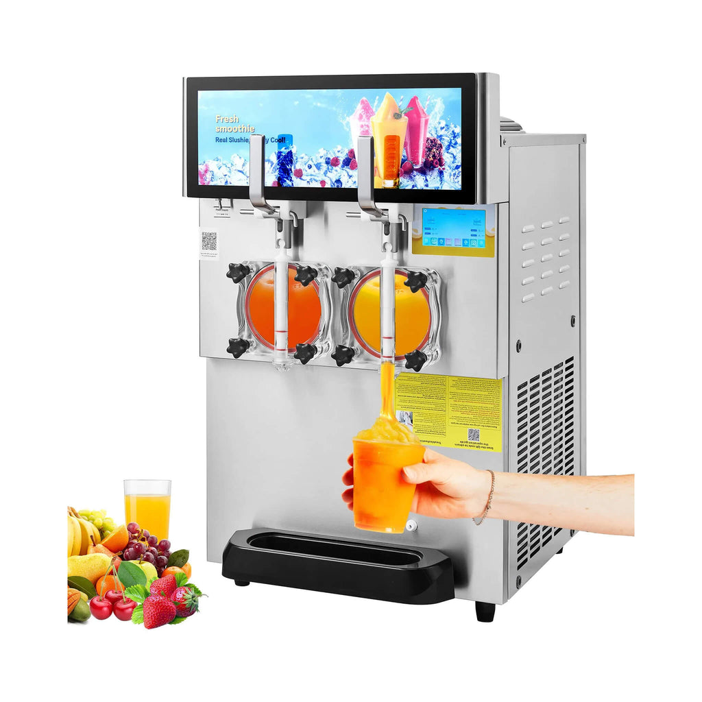 16L Commercial 1155W Double Bowl Stainless Steel Slushy Margarita Machine