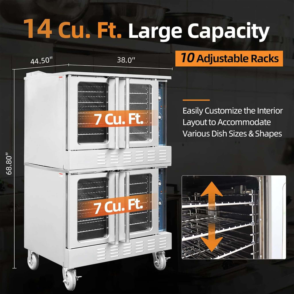 Commercial Full-Size Natural Gas/Propane Double-Stacked Convection Oven