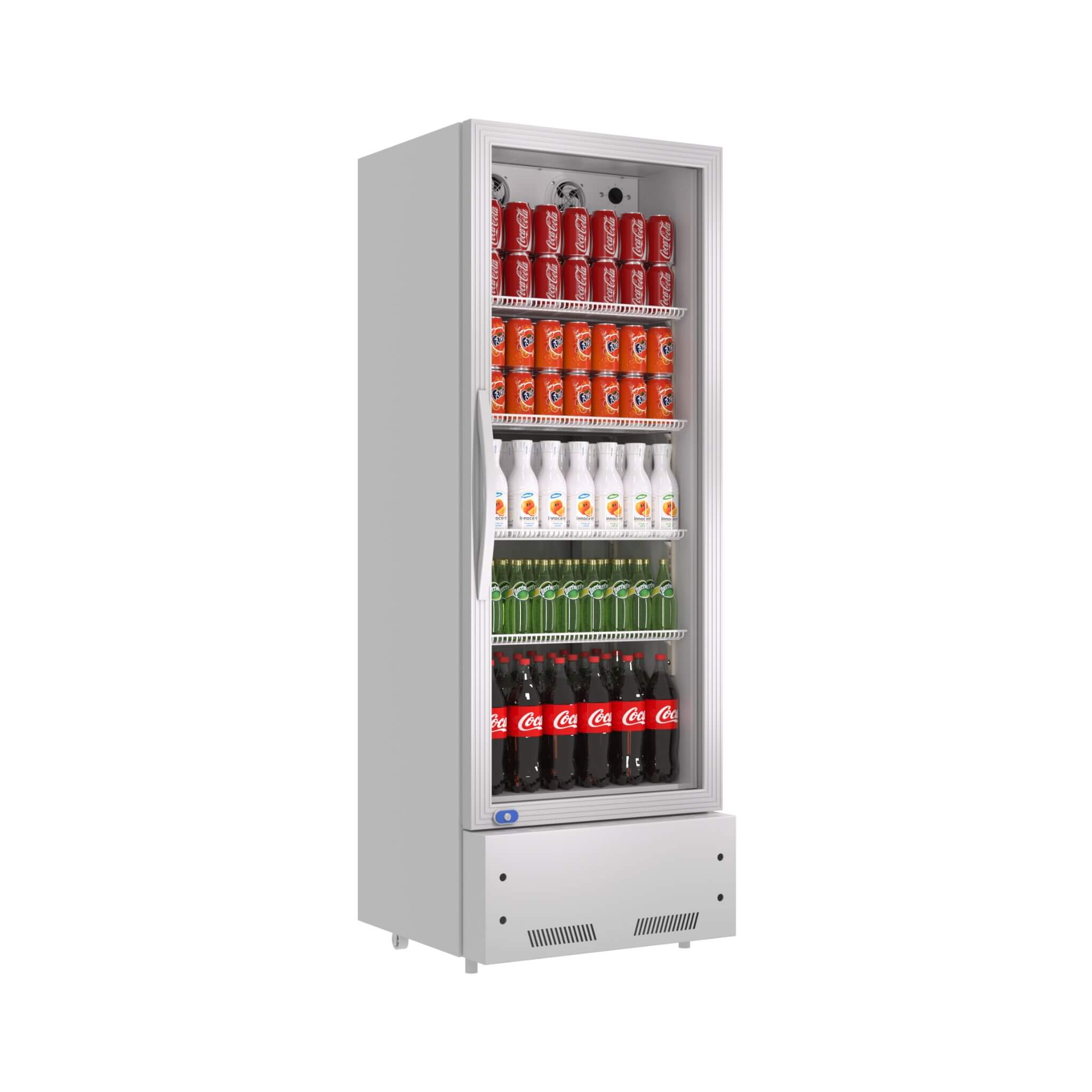 Commercial Single Glass Door Upright Beverage Cooler Refrigerator with LED Lighting