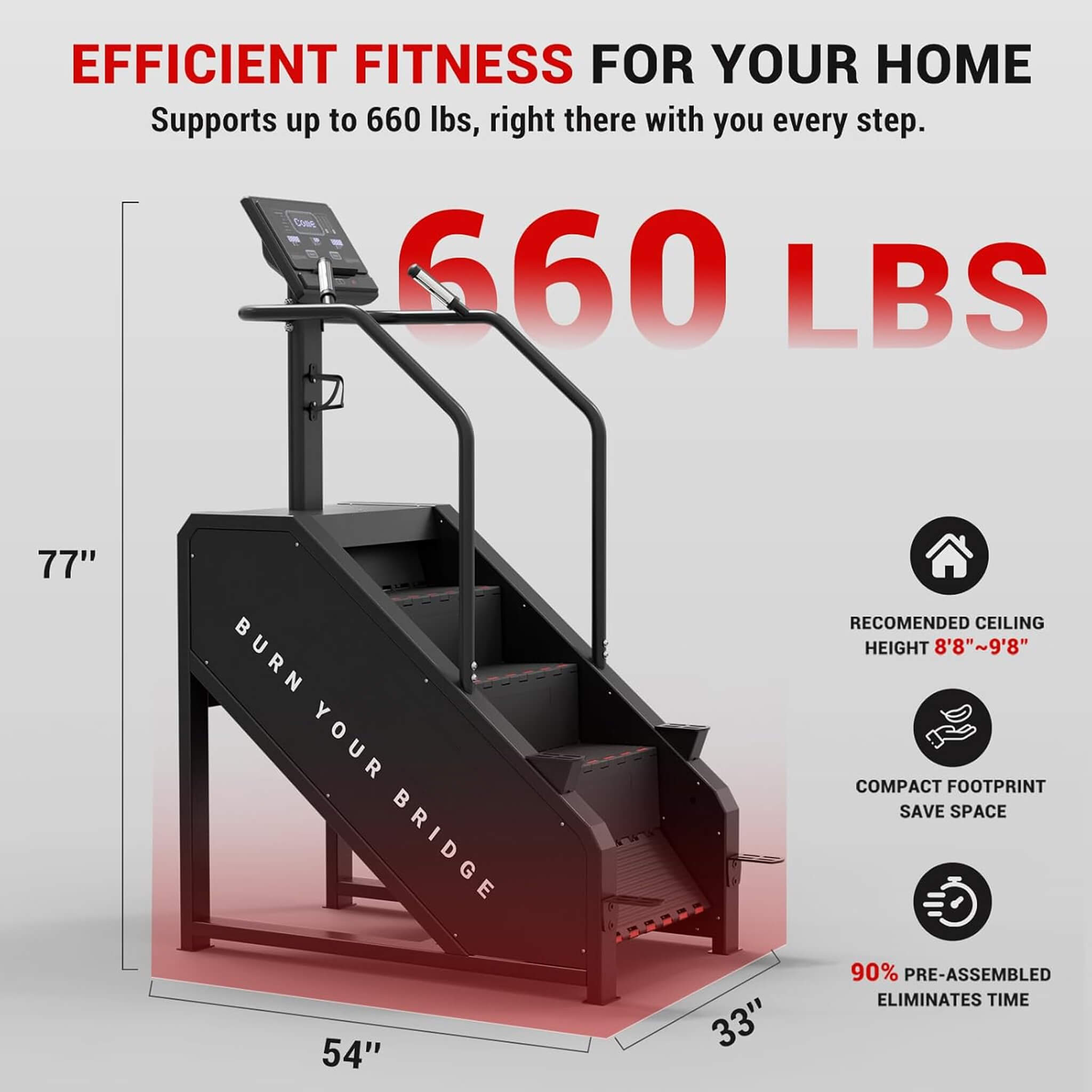 Rovix Commercial Stair Stepper With LED Display And 15 Resistance Levels