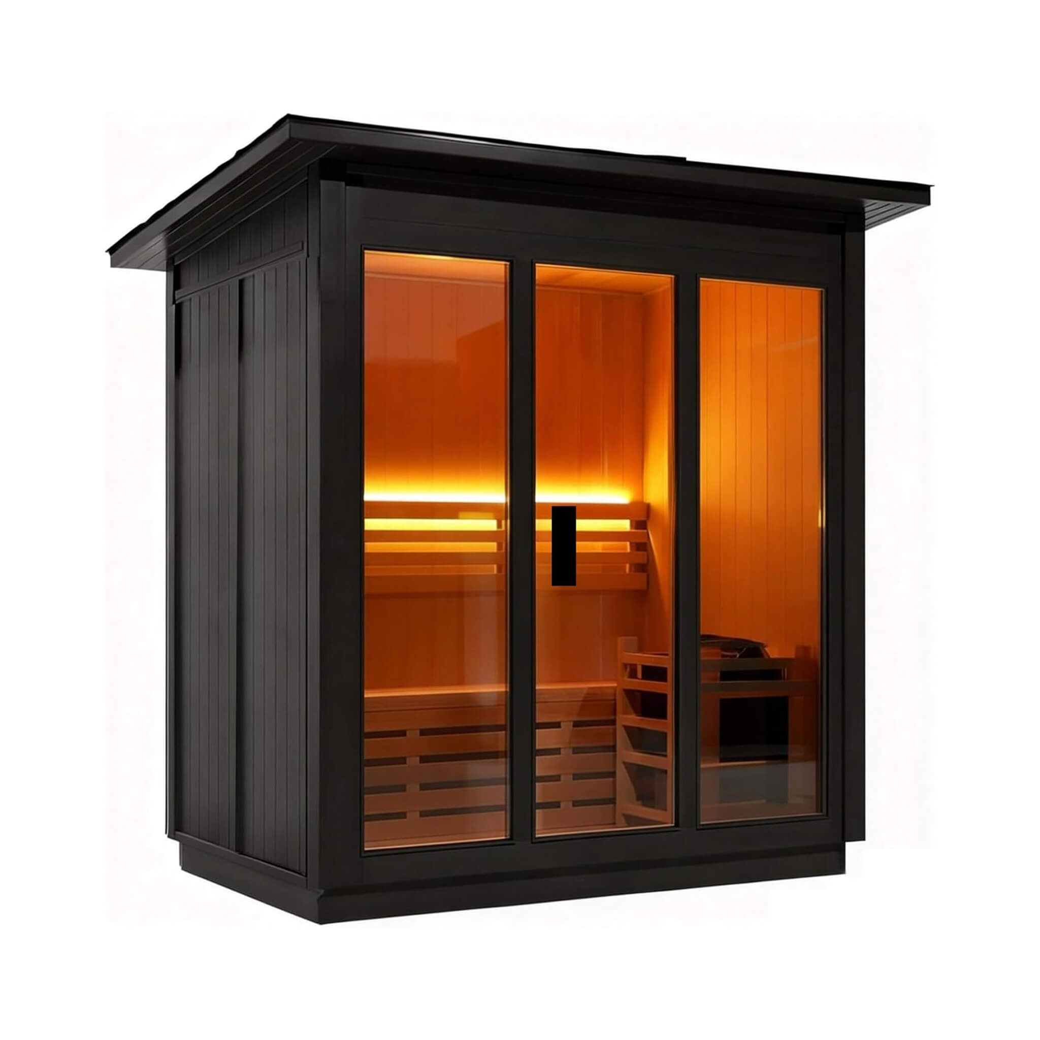 Custom 4-Person Luxury Canadian Red Cedar Outdoor Steam Sauna with Heater and Stones [Made-To-Order]