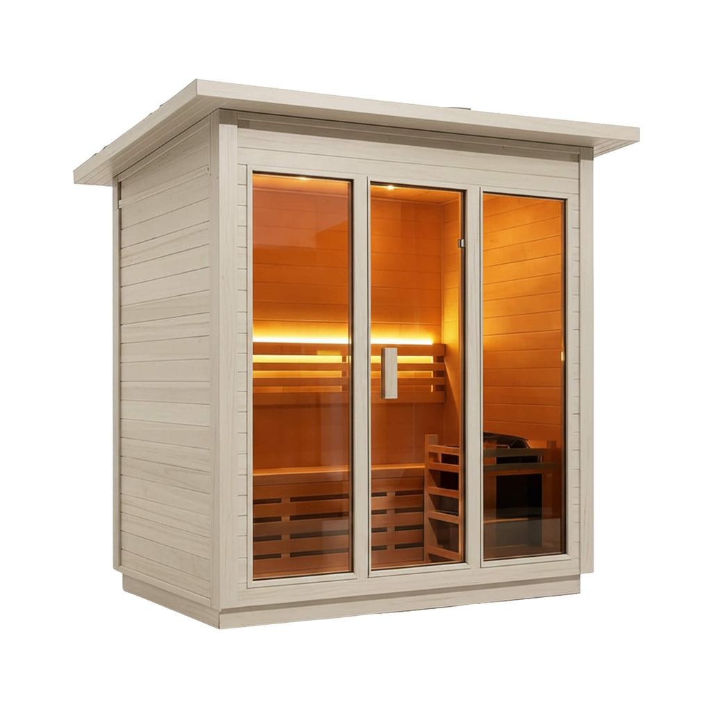Custom 4-Person Luxury Spruce Outdoor Steam Sauna with Heater and Stones [Made-To-Order]