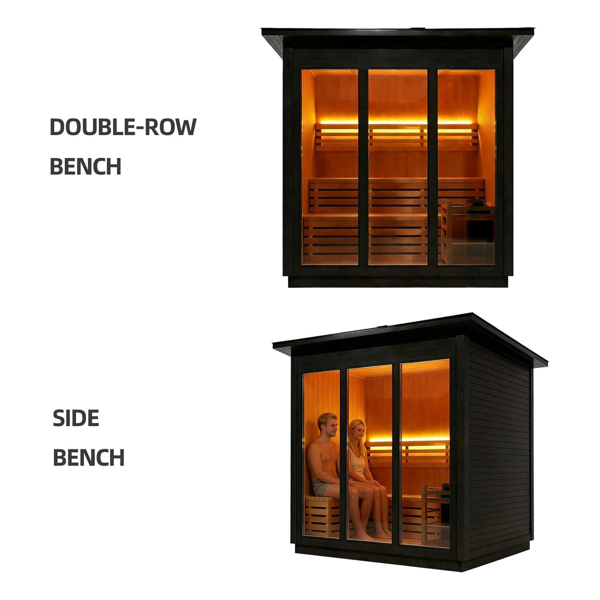 Custom 6-Person Luxury Canadian Hemlock Outdoor Steam Sauna with Heater and Stones [Made-To-Order]