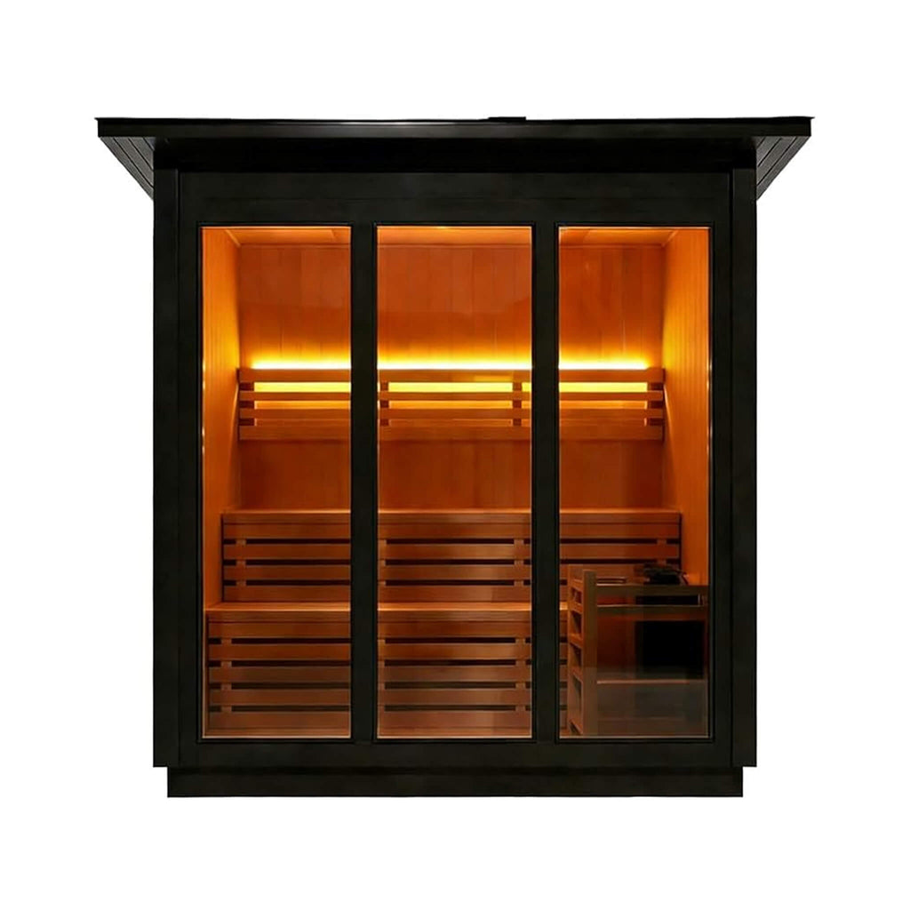 Custom 6-Person Luxury Canadian Red Cedar Outdoor Steam Sauna With Heater And Stones [Made-To-Order]