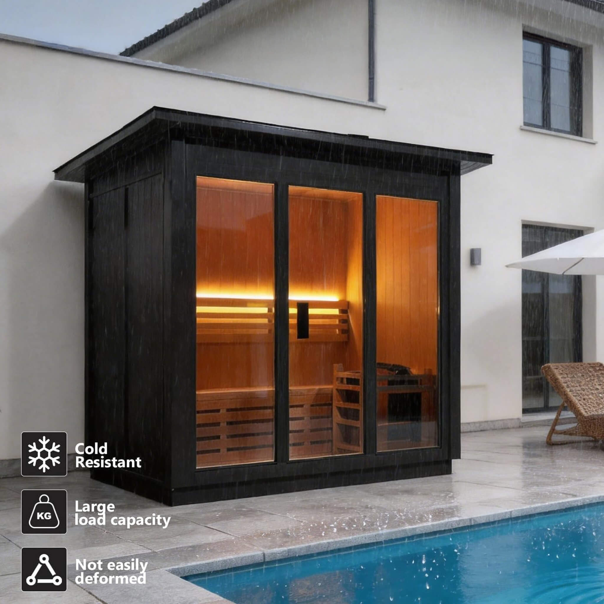 Custom 6-Person Luxury Canadian Hemlock Outdoor Steam Sauna with Heater and Stones [Made-To-Order]