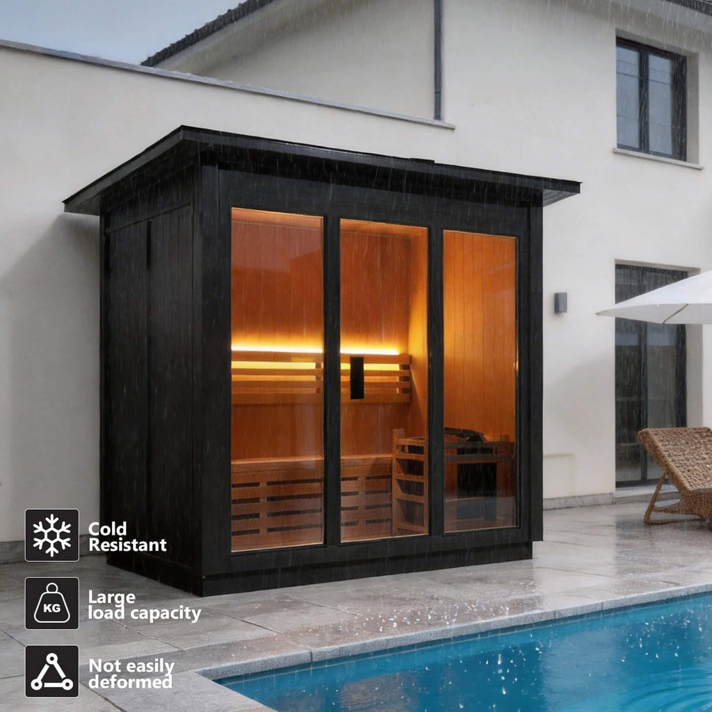 Custom 8-Person Luxury Canadian Hemlock Outdoor Steam Sauna with Heater and Stones [Made-To-Order]