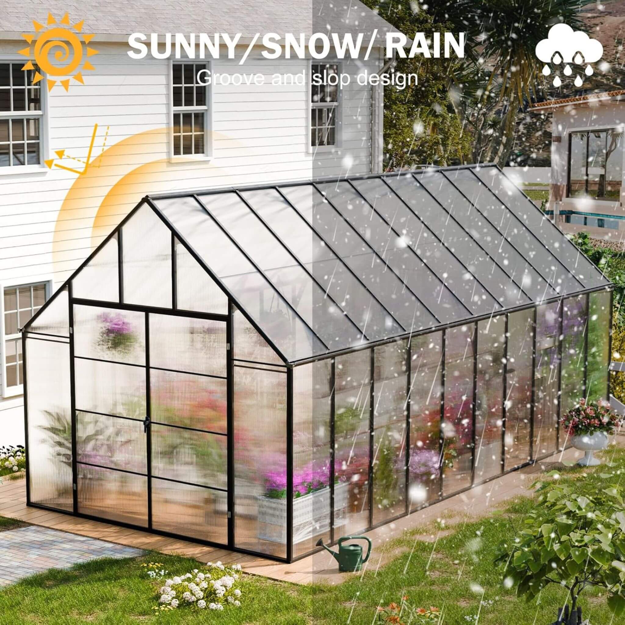 [10X20FT] Extra-Large Heavy-Duty Outdoor Backyard Greenhouse With Adjustable Roof Vents, 4MM