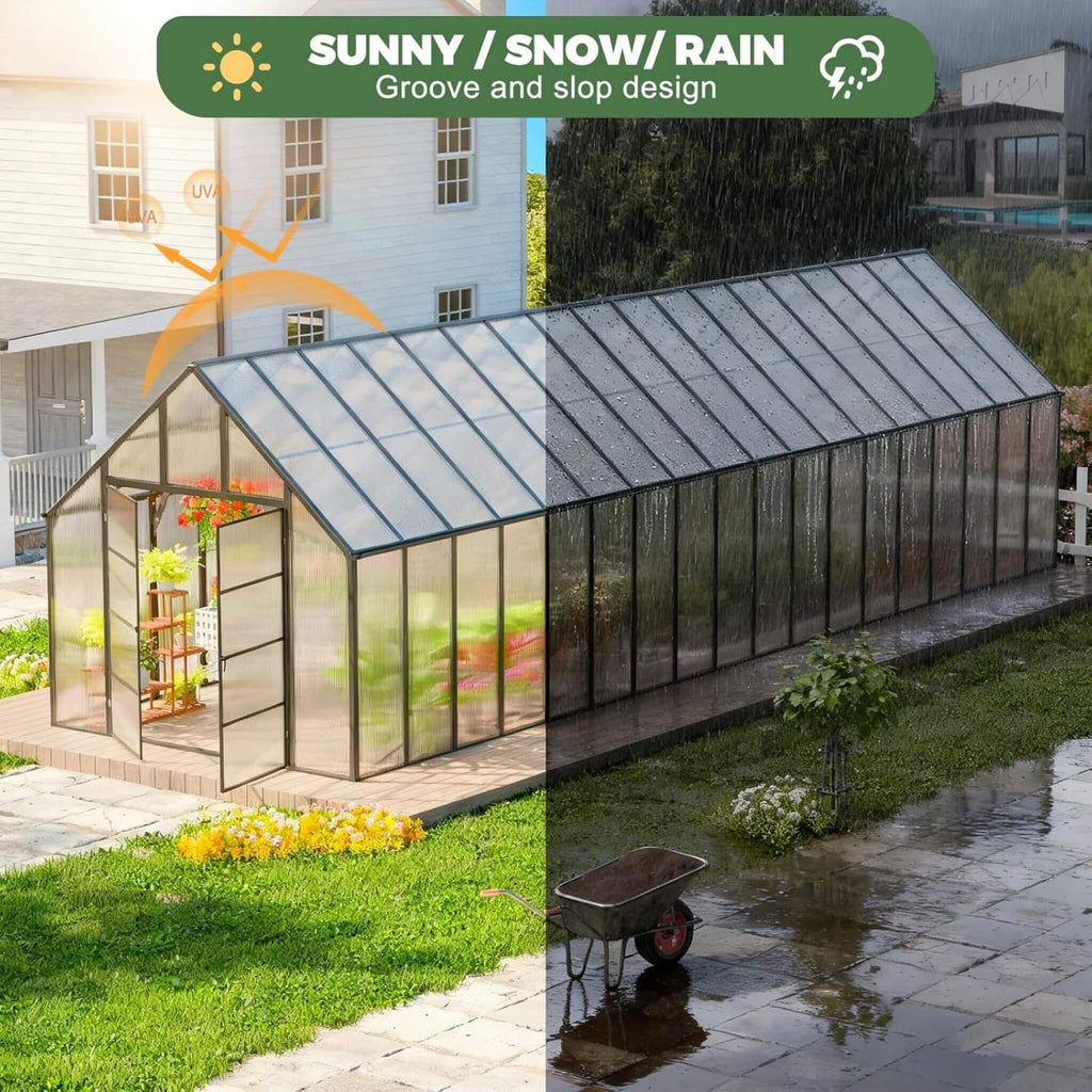[10X36FT] Extra-Large Heavy-Duty Outdoor Walk-In Greenhouse with Adjustable Roof Vents, 4MM