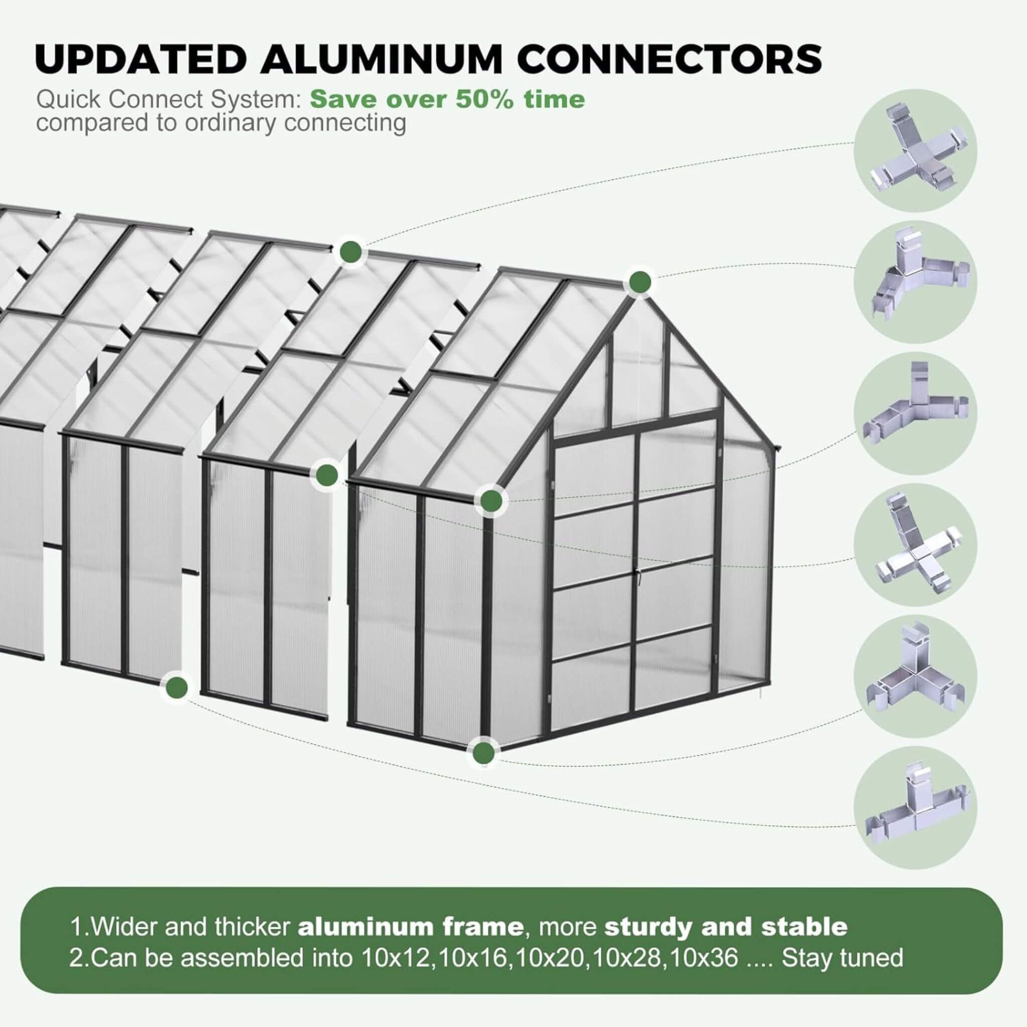 [10X36FT] Extra-Large Heavy-Duty Outdoor Walk-In Greenhouse with Adjustable Roof Vents, 4MM