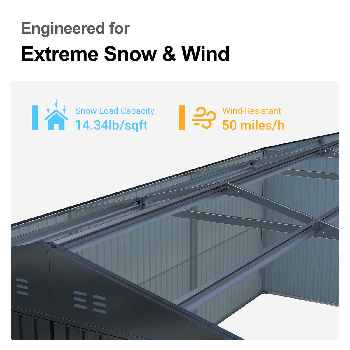 Extra-Large Outdoor Galvanized Steel Outdoor Storage Shed With Skylight Roof