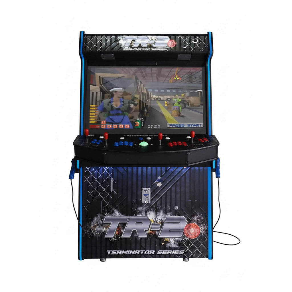 Full-Size Commercial Arcade Machine with Lightguns and Stools