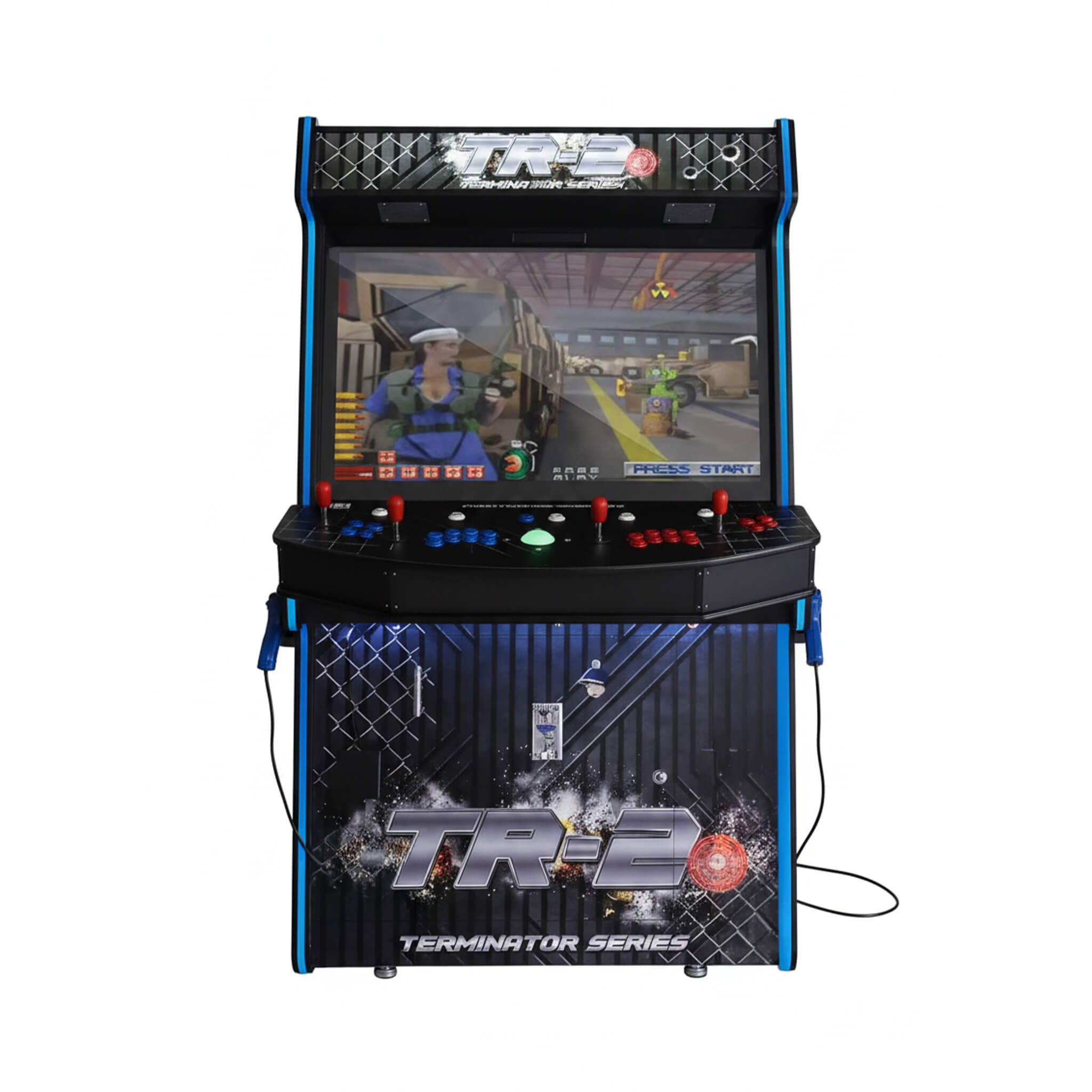 Full-Size Commercial Arcade Machine with Lightguns and Stools