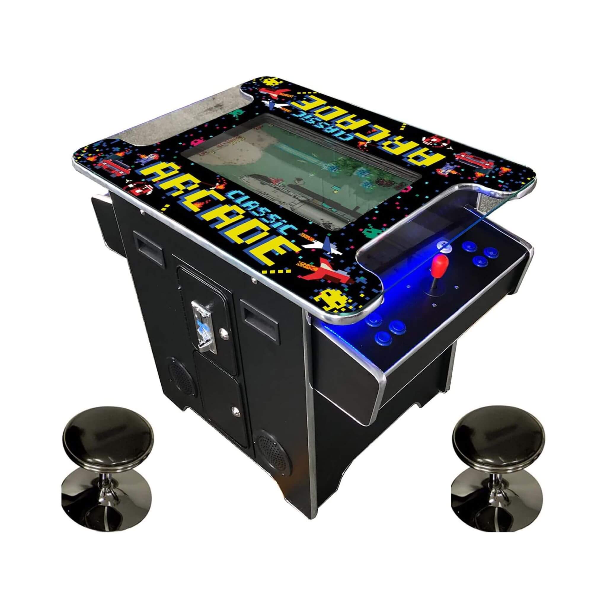 Full-Size Commercial-Grade 2-Player Retro Arcade Machine With 60 Games and Stools