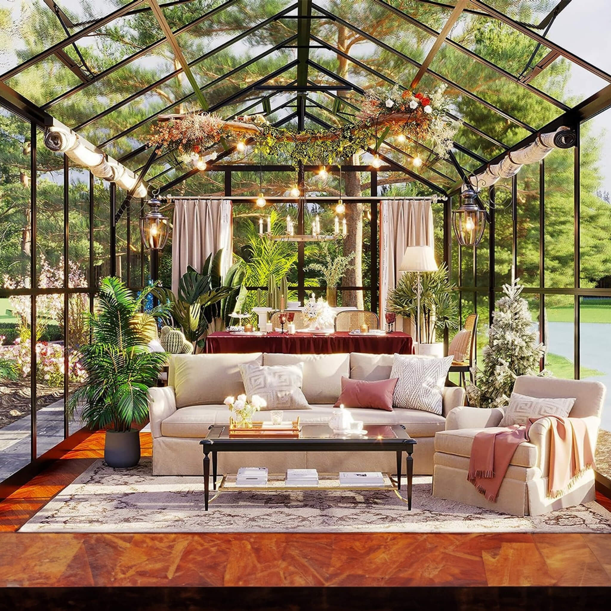 [08X16FT] Heavy-Duty Outdoor Walk-In Polycarbonate Patio Greenhouse with Double Swing Doors, 6MM
