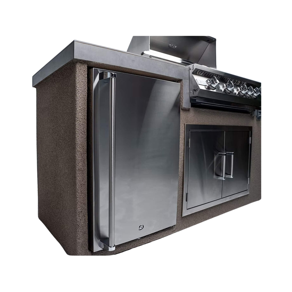 KoKoMo Grills 7FT Straight BBQ Island with Built-In BBQ And Refrigerator [Made-To-Order]