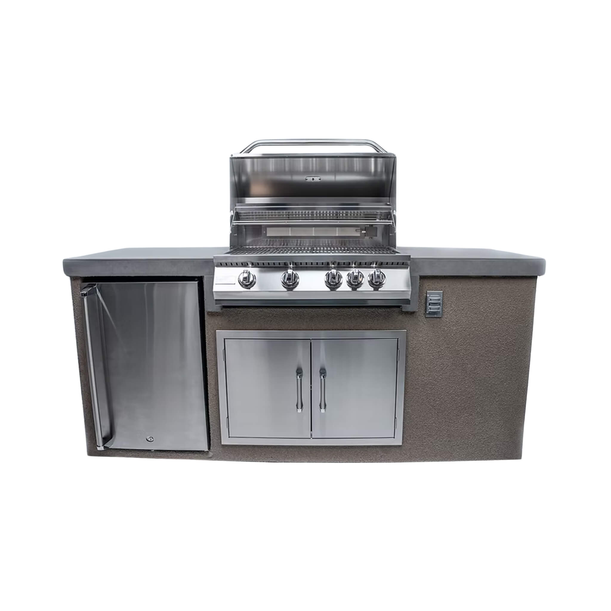 KoKoMo Grills 7FT Straight BBQ Island with Built-In BBQ And Refrigerator [Made-To-Order]