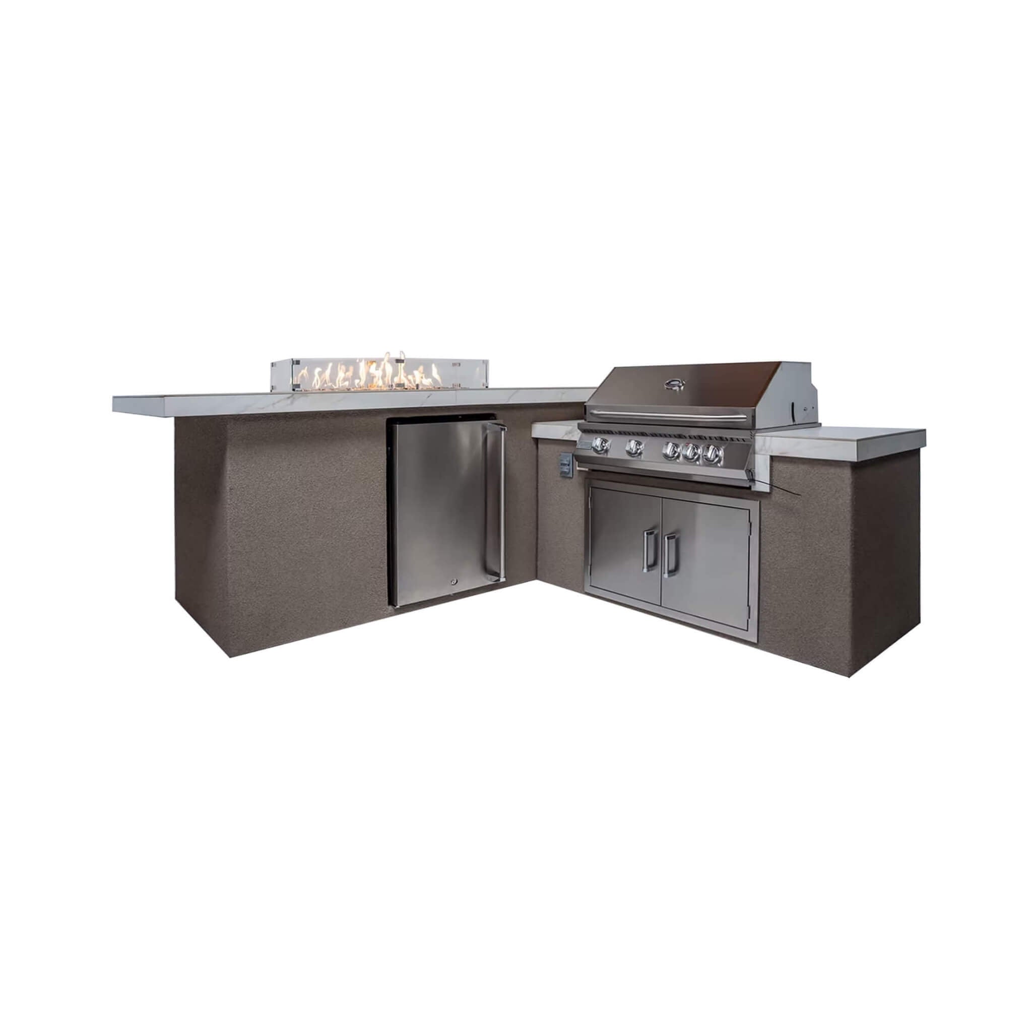 KoKoMo Grills Baja 9FT BBQ Island with LEDs, Built-In BBQ And Refrigerator [Made-To-Order]